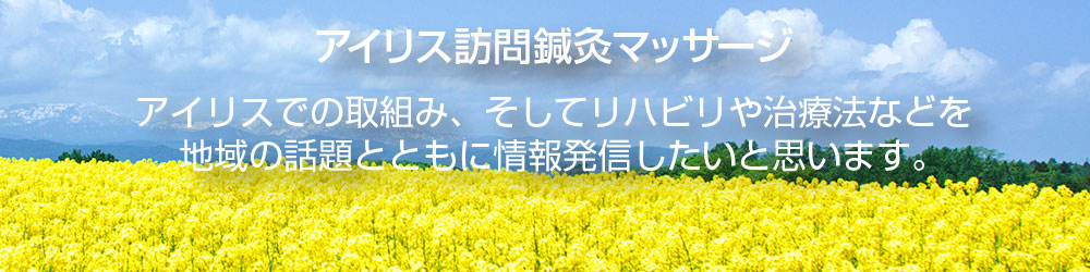 アイリス訪問鍼灸マッサージ。アイリスでの取り組み、そしてリハビリや治療法などを地域の話題とともに情報発信したいと思います。