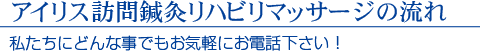 アイリス訪問鍼灸リハビリマッサージの流れ　私たちにどんな事でもお気軽にお電話ください！